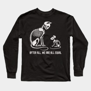 All Equal Cat and Mouse Skeleton Graphic - Tolerance & Equality Design Long Sleeve T-Shirt